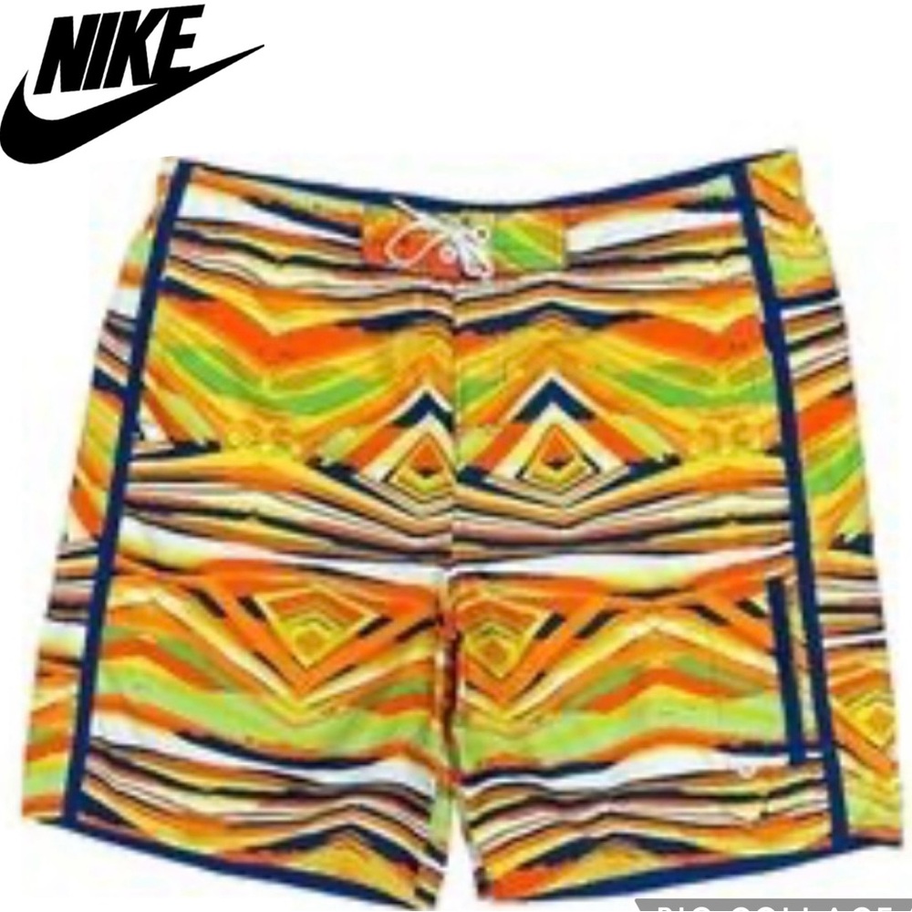Nike Men’s Sz L Orange/Blue Geo Pattern Board Shorts